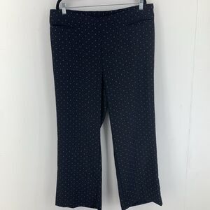 Catherines Womens 1X Pull On Pants Elastic Waist Polka Dots Wide Legs Flowy Boho